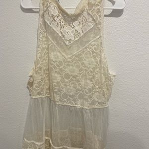 Plus Size Peplum Hem Top (Lace) 2x